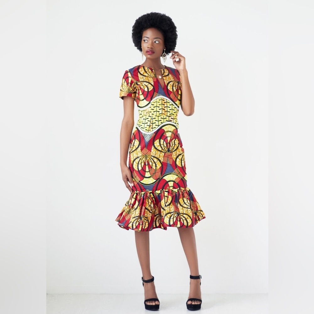 YETUNDE Ayaba African Print Midi Dress